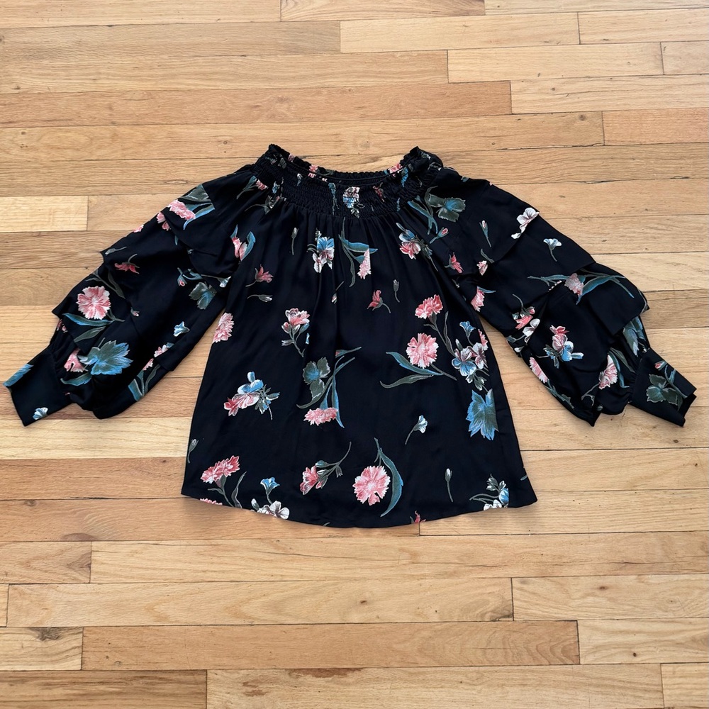 Black Floral Off-Shoulder Blouse